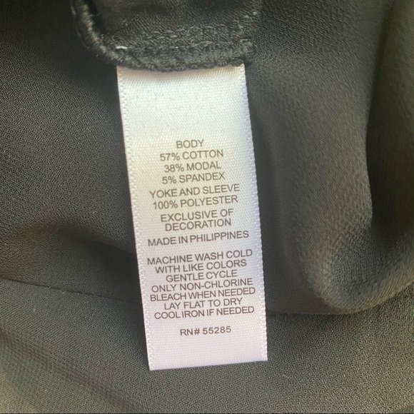 Express fitted chiffon yoke T-shirt, black, XS - Picture 5 of 7